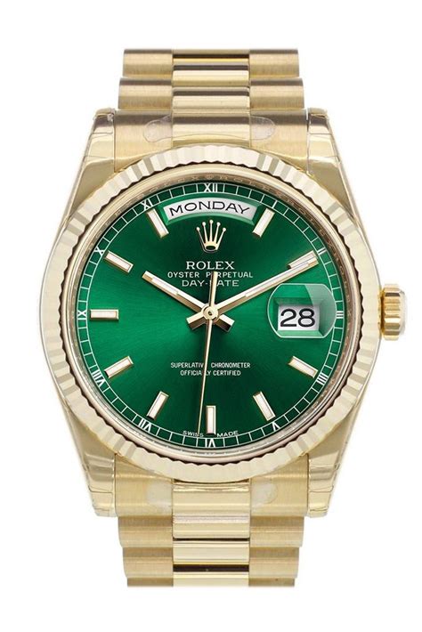 rolex day date 36 green|rolex day date gold 36mm.